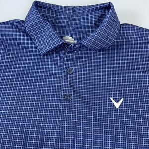 Callaway Mens Large Blue Grid Opti-Dri Golf Polo Shirt Short Sleeve‎ READ